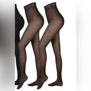 One Size Fleece Lined Tights - Fake Translucent - 2 pairs
